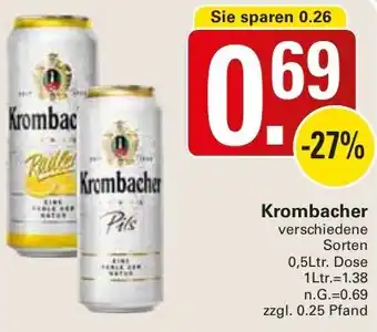 WEZ Krombacher 0,5Ltr. Dose Angebot