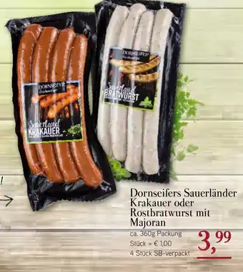 Dornseifer Dornseifers Sauerländer Krakauer oder Rostbratwurst mit Majoran 360g Angebot