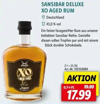 Lidl SANSIBAR DELUXE XO AGED RUM 0,7 L-Fl. Angebot