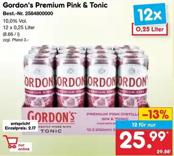 Netto Marken-Discount Gordon's Premium Pink & Tonic 12 x 0,25 Liter Angebot