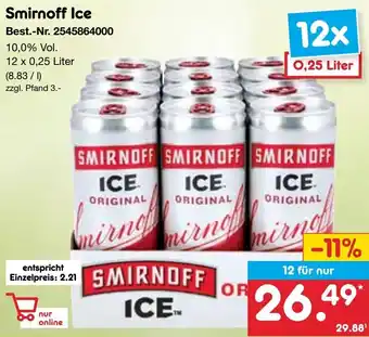 Netto Marken-Discount Smirnoff Ice 12 x 0,25 Liter Angebot