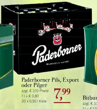 Dornseifer Paderborner Pils, Export oder Pilger 20x0,50L Angebot