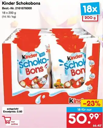 Netto Marken-Discount Kinder Schokobons 18 x 200 g Angebot