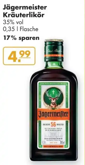 Handelshof Jägermeister Kräuterlikör 35% vol 0,35 L Angebot