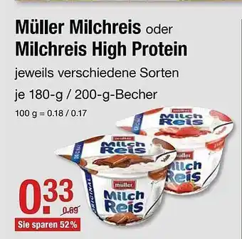 V Markt Müller Milchreis Oder Milchreis High Protein 180-200g Becher Angebot