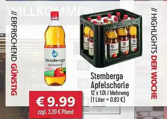 Getränkehaus Stemberga Apfelschorle Angebot