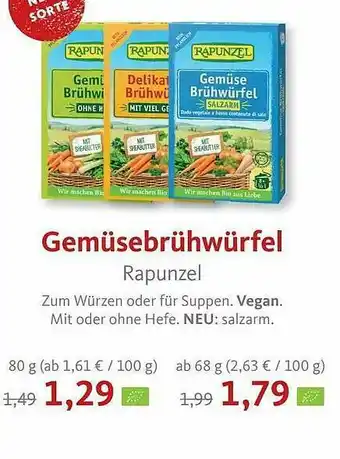 VollCorner Biomarkt Gemüsebrühwürfel Rapunzel Angebot