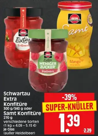 Edeka Herkules Schwartau Extra Konfitüre 300/340g oder Samt Konfitüre 270g Angebot