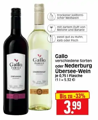 Edeka Herkules Gallo oder Nederburg übersee Wein 0,75L Angebot