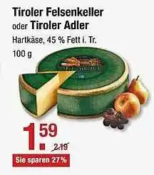 V Markt Tiroler Felsenkeller Oder Tiroler Adler 100g Angebot