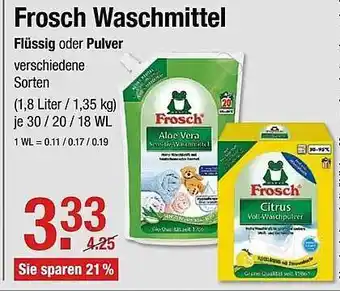 V Markt Frosch Waschmittel Flüssig oder Pulver Angebot