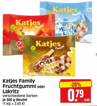 Edeka Herkules Katjes Family Fruchtgummi oder Lakritz  300g Beutel Angebot