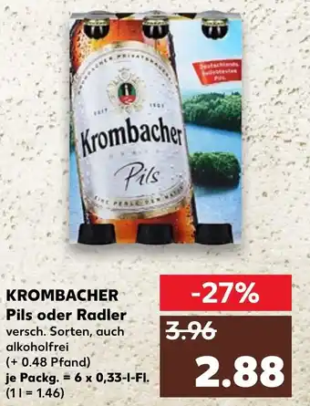 Kaufland Krombacher Pils oder Ralder 6x0,33L Angebot