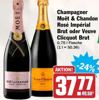 Hit Champagne Moët & Chandon Rosé Imperial Brut oder Veuve Clicquot Brut 0,75L Angebot