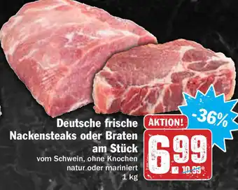 HIT Ullrich Deutsche Frische Nackensteaks oder Braten am Stück 1kg Angebot