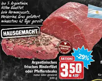 Hit Argentinisches Frisches Rinderfilet oder Pfeffersteaks 100g Angebot