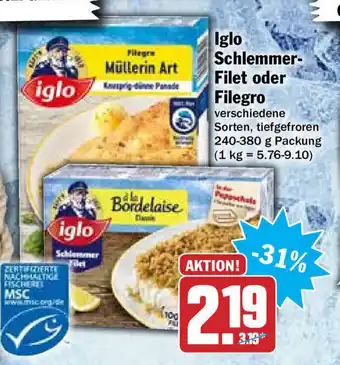 HIT Ullrich Iglo Schlemmer Filet oder Filegro 240-380g Angebot