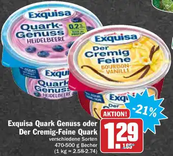 Hit Exquisa Quark Genuss oder Der Cremig Feine Quark 470-500g Becher Angebot