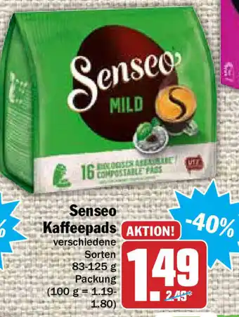 Hit Senseo Kaffeepads 83-125g Angebot