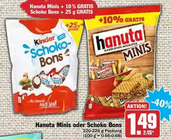 HIT Ullrich Hanuta Minis oder Schoko Bons 220-225g Angebot