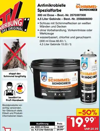 Netto Marken-Discount Tonis Schimmel Schock Antimikrobielle Spezialfarbe Angebot