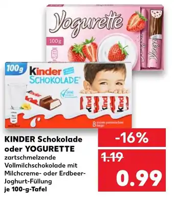 Kaufland KInder Schokolade oder Yogurette 100g Angebot