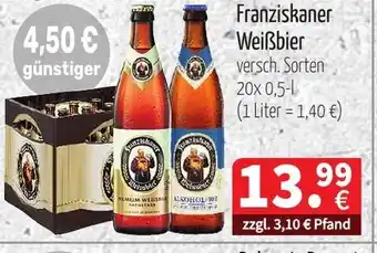 Getränke Quelle Franziskaner Weißbier 20x0,5L Angebot