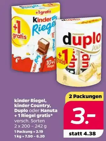 NETTO Ferrero kinder riegel, kinder country, duplo oder hanuta Angebot