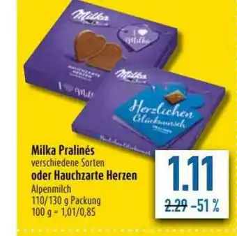 diska Milka Pralinés Oder Hauchzarte Herzen Angebot