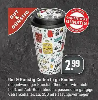 Edeka Gut & Günstig Coffee To Go Becher Angebot