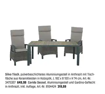 OBI Silva Tisch oder Corido Sessel Angebot