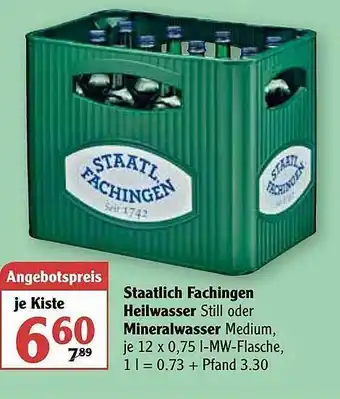 Globus Staatlich Fachingen Heilwasser Oder Mineralwasser Angebot