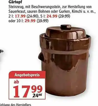 Globus Gärtopf Angebot