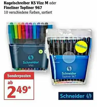 Globus Kugelschreiber Ks Vizz M Oder Fineliner Topliner 967 Schneider Angebot