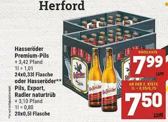 Marktkauf Hasseröder Premium-pils Oder Pils, Export, Radler Naturtrüb Angebot