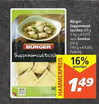 Marktkauf Bürger Suppenmaultaschen Auch Gemüse Angebot