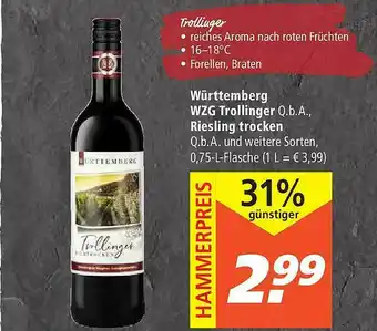 Marktkauf Württemberg Wzg Trollinger Oder Riesling Trocken Angebot