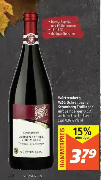 Marktkauf Wärttemberg Wzg Ochsenbacher Stromberg Trollinger Mit Lemberger Angebot