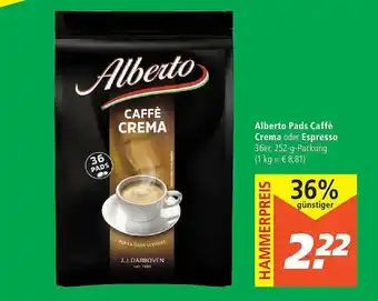 Marktkauf Alberto Pads Caffè Crema Oder Espresso Angebot