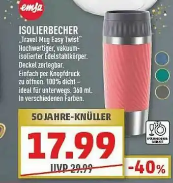 Marktkauf Isolierbecher „travel Mug Easy Twist” Emsa Angebot