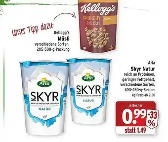 Wasgau Kellogg's Müsli Arla Skyr Natur Angebot