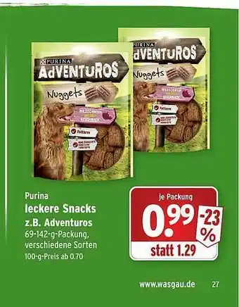 Wasgau Purina Leckere Snacks Z. Adventuros Angebot