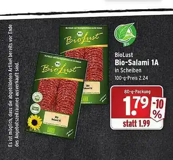 Wasgau Biolust Bio-salami 1a Angebot