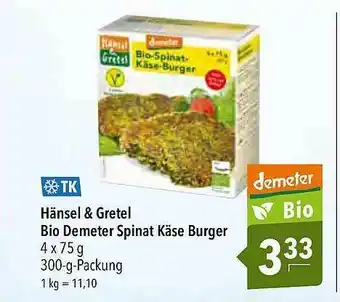 CITTI Markt Hänsel & Gretel Bio Demeter Spinat Käse Burger Angebot