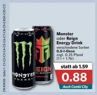 Combi Monster Oder Reign Energy Drink Angebot