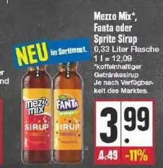 Edeka Mezzo Mix* Fanta Oder Sprite Sirup Angebot