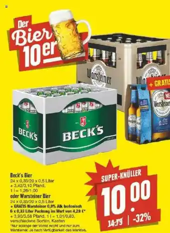 Edeka Beck's Bier Oder Warsteiner Bier Angebot