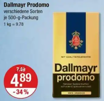 V Markt Dallmayr Prodomo 500 g Packung Angebot