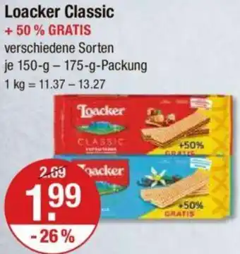 V Markt Loacker Classic 150-175 g Packung Angebot