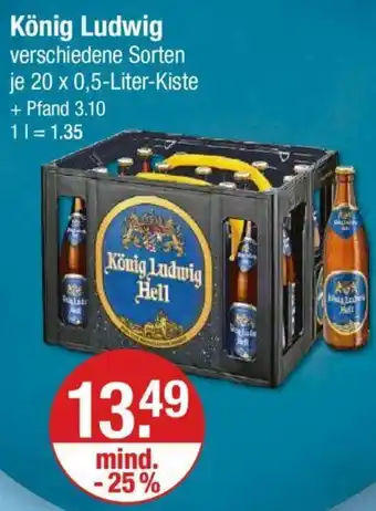 V Markt König Ludwig 20 x 0,5 Liter Kiste Angebot